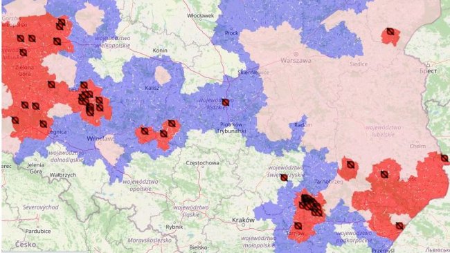 Ogniska ASF w 2021r.