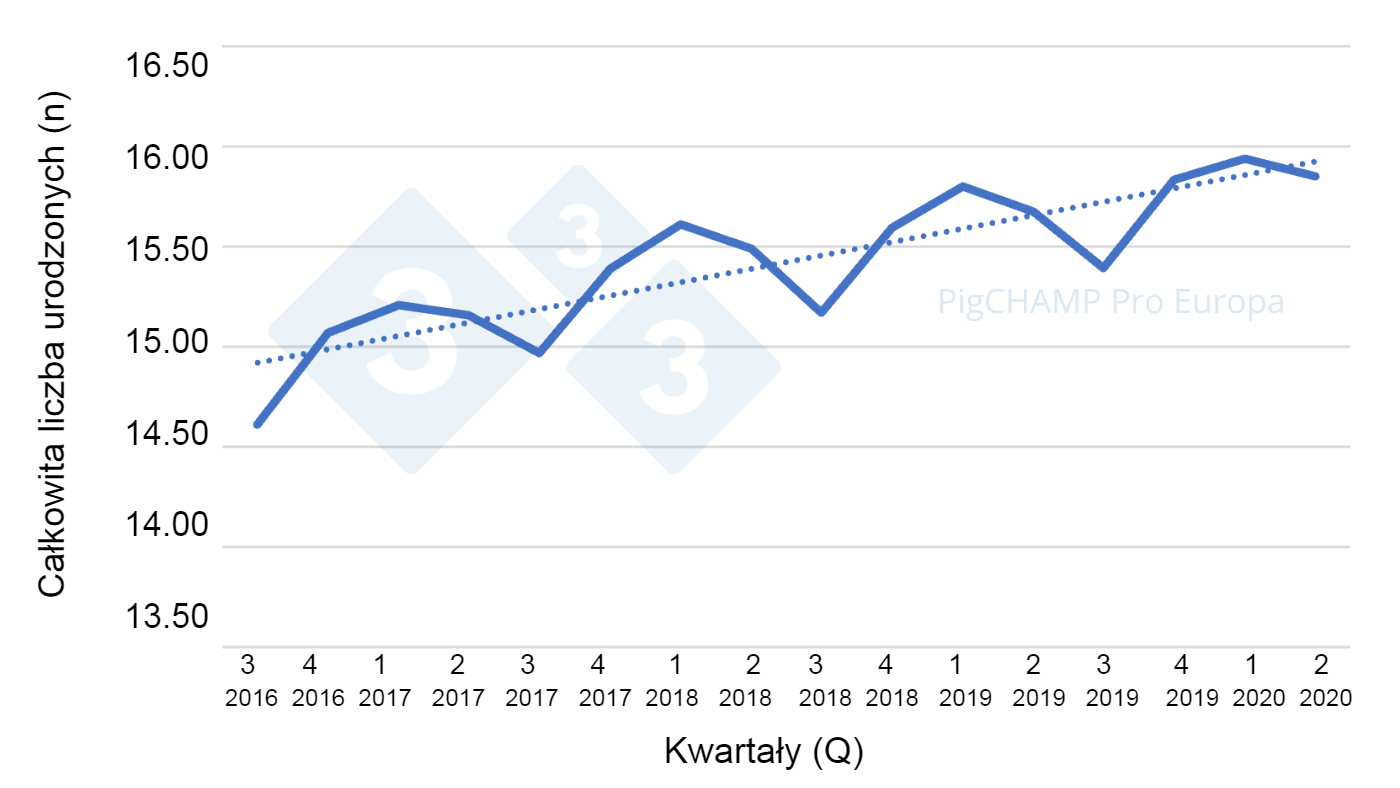 Płodność według kwartału krycia, 16 lipca - 20 czerwca.