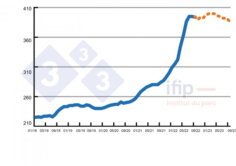 Cena paszy (obliczona przez Ifip) w &euro;/tonę.
