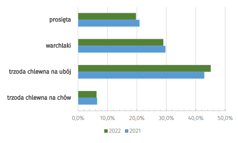 Wykres 1.  Pogłowie świń XII.2022 i XII.2023