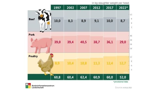How much meat do Germans consume yearly?